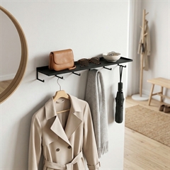 Como dyb hylde med knager - Sort - 60cm